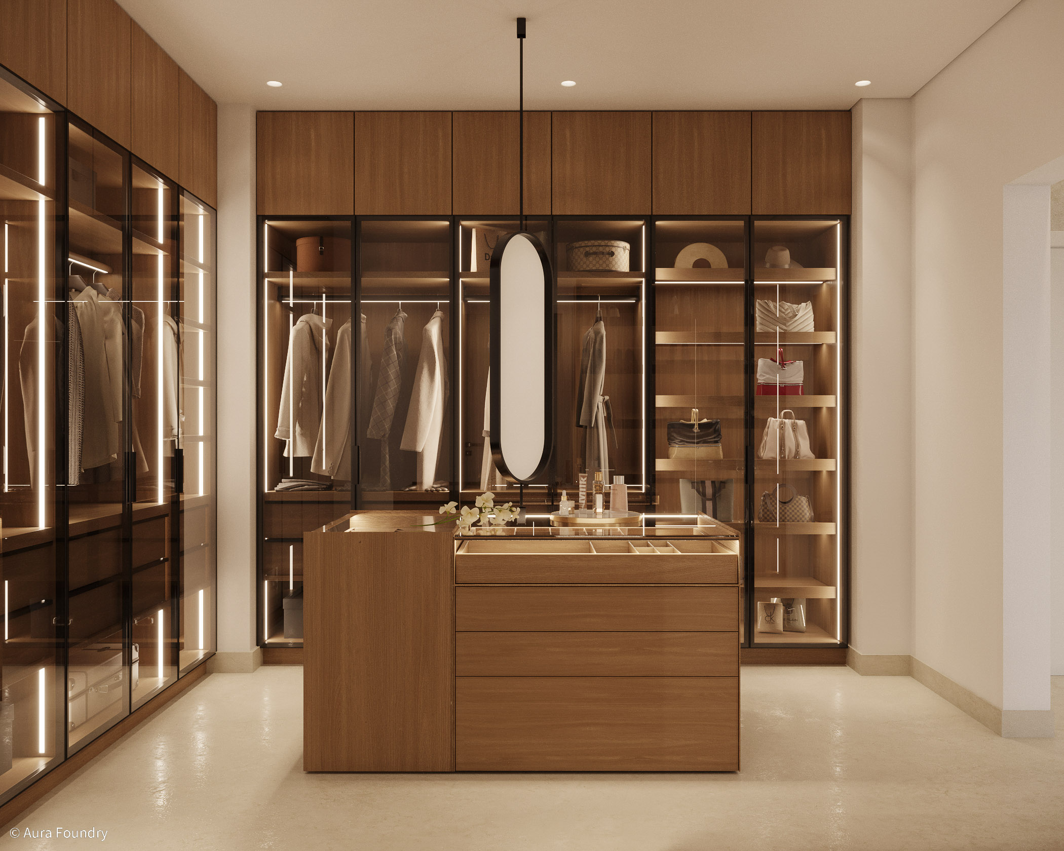 Master bedroom interior design The Valley villa Dubai by Aura Foundry Interiors
